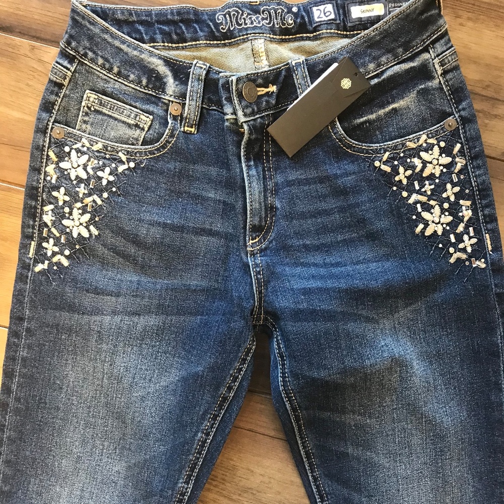 NWT Miss Me Jeans All The Sparkles Skinny Jeans - Picture 5 of 5